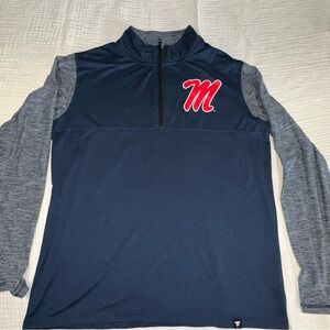 Navy and Gray Quarter-Zip Pullover‎
